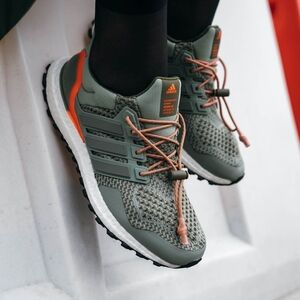 Like New! Adidas UltraBoost 1.0 Sneakers, Olive Strata Orange